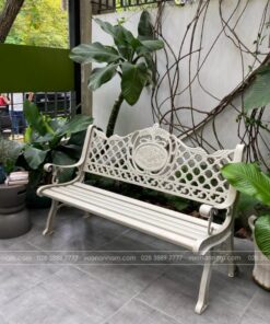 Ghế công viên nhôm đúc màu trắng GCV-06T