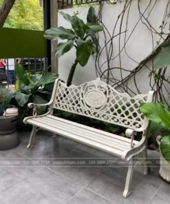 Ghế công viên nhôm đúc màu trắng GCV-06T