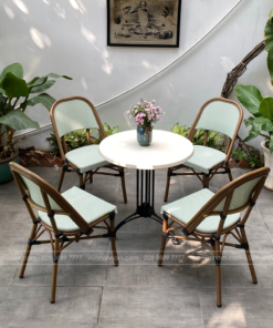 Bàn ghế khung nhôm đúc kết hợp lưới textilence