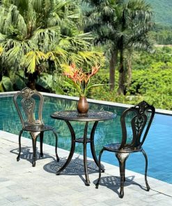 Bộ bàn ghế ban công BG-02N màu nâu ánh đồng