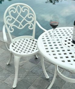 Bộ bàn ghế ban công BG-17T màu trắng bàn D70cm (6)