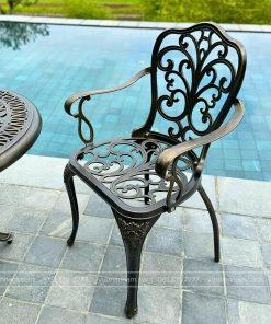 Bộ bàn ghế sân vườn BG-11N màu nâu bàn D70cm (3)