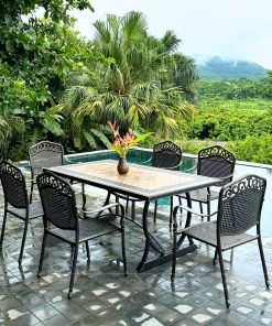 Bộ bàn ghế sân vườn màu nâu 6 ghế BG-05CNM (5)