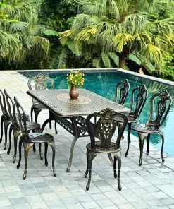 Bộ bàn ghế sân vườn màu nâu 8 ghế BG-02CNN