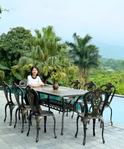 Bộ bàn ghế sân vườn màu nâu 8 ghế BG-02CNN
