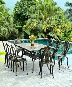 Bộ bàn ghế sân vườn màu nâu 8 ghế BG-02CNN