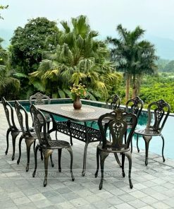 Bộ bàn ghế sân vườn màu nâu 8 ghế BG-02CNN