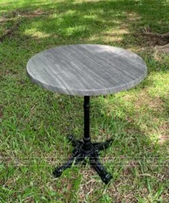 Bàn cafe ngoài trời mặt gỗ chân gang đúc