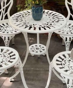 Bàn tròn nhôm đúc ngoài trời D600 phong cách Bistro