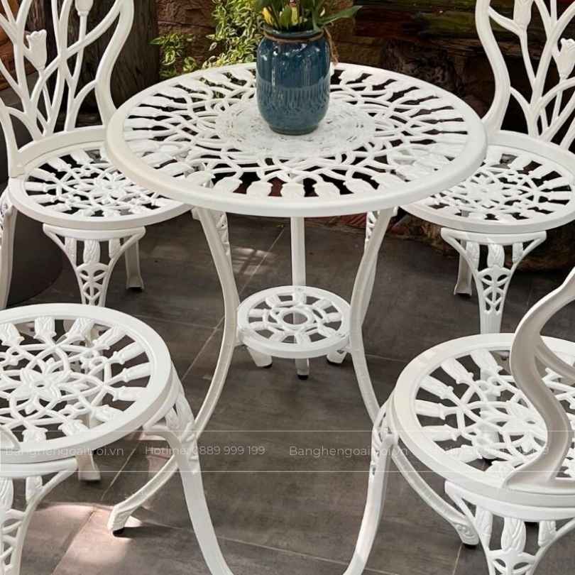 Bàn tròn nhôm đúc ngoài trời D600 phong cách Bistro