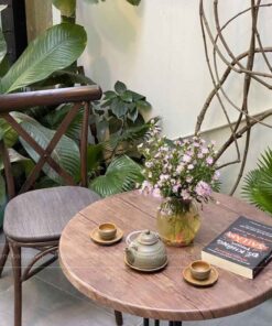 Bàn ban công tròn mặt gỗ phủ Resin BC-13