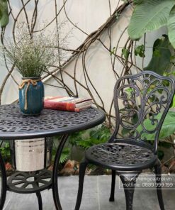 Bộ bàn ghế ban công BG-14N màu nâu bàn D70cm