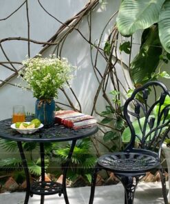 Bàn ghế ban công nhôm đúc cao cấp màu đen BG-12N