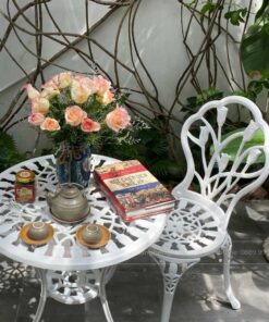 Bàn ghế ngoài trời nhôm đúc 4 ghế kiểu Pháp