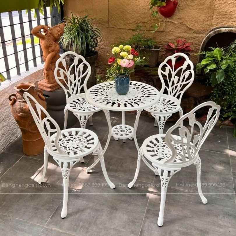 Bộ bàn ghế ngoài trời nhôm đúc BG-012T phong cách Bistro Pháp