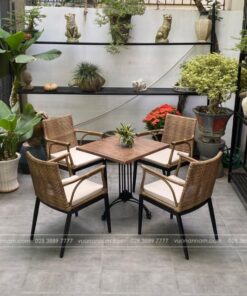 Bộ bàn ghế ngoài trời giả mây BGM-03