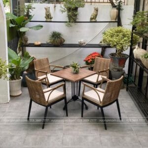Bộ bàn ghế ngoài trời giả mây BGM-03