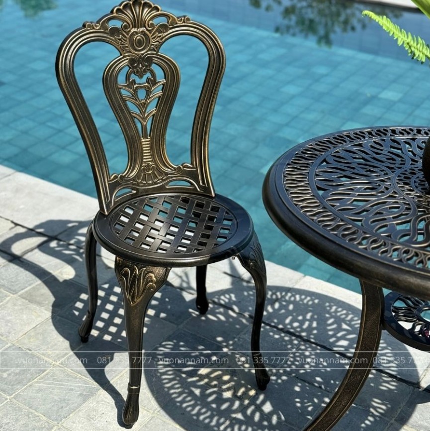 Ghế ban công nhôm đúc màu nâu BG-02N