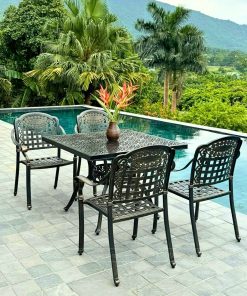 Bộ bàn ghế sân vườn BG-04VN màu nâu bàn vuông 100cm (5)