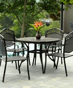 Bộ bàn ghế sân vườn BG-05N màu nâu bàn vuông 100cm (3)