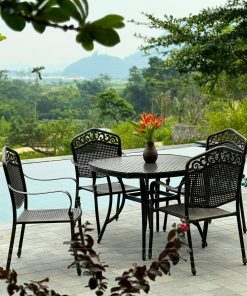 Bộ bàn ghế sân vườn BG-05N màu nâu bàn vuông 100cm (4)