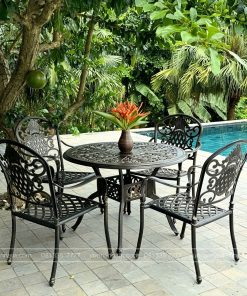 Bộ bàn ghế sân vườn BG-06N màu nâu bàn D100cm (3)