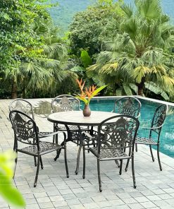 Bộ bàn ghế sân vườn màu nâu 6 ghế BG-06TM (2)