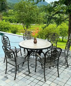 Bộ bàn ghế sân vườn màu nâu 6 ghế BG-06TM (5)