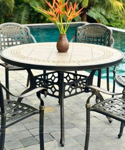 Bộ bàn ghế sân vườn màu nâu 6 ghế BG04-D120M (2)