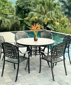 Bộ bàn ghế sân vườn màu nâu 6 ghế BG04-D120M (3)