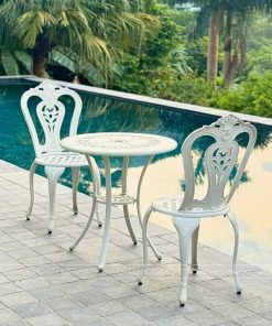 Bộ bàn ghế ban công BG02-D65T màu trắng bàn D65cm (2)