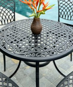 Bộ bàn ghế sân vườn BG-16 màu nâu bàn D90cm (2)