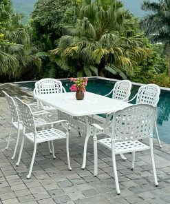 Bộ bàn ghế sân vườn màu trắng 6 ghế BG-04CNT (3)