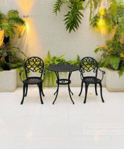 Bộ bàn ghế ban công BG-17N màu nâu bàn D70cm