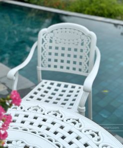 Bộ bàn ghế ngoài trời BG-04T màu trắng bàn D100cm