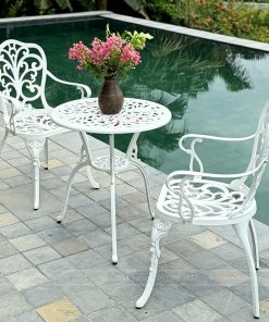 Bộ bàn ghế ban công BG10-D60T màu trắng bàn D60cm (2)