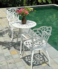 Bộ bàn ghế ban công BG10-D60T màu trắng bàn D60cm (4)