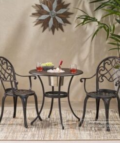 Bộ bàn ghế ban công BG-17C màu cát bàn D70cm