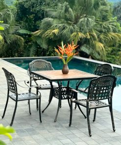 Bộ bàn ghế sân vườn BG-04VM màu nâu bàn vuông 94cm (4)