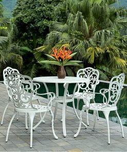 Bộ bàn ghế sân vườn BG-10T màu trắng bàn D83cm (4)