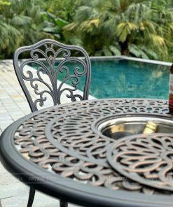 Bộ bàn ghế sân vườn BG-14N màu nâu bàn D70cm (6)