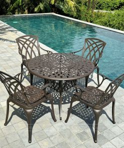 Bộ bàn ghế sân vườn BG-19C màu cát bàn D100cm (2)