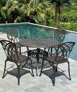 Bộ bàn ghế sân vườn BG-19C màu cát bàn D100cm (3)