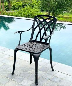 Bộ bàn ghế sân vườn BG-19N màu nâu bàn D100cm (4)