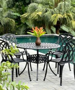 Bộ bàn ghế sân vườn BG-19N màu nâu bàn D100cm (7)