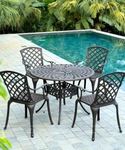 Bộ bàn ghế sân vườn BG-21C màu cát bàn D100cm