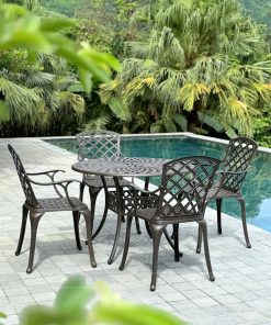 Bộ bàn ghế sân vườn BG-21C màu cát bàn D100cm (4)