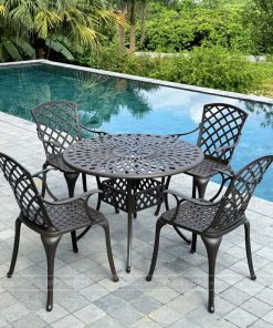 Bộ bàn ghế sân vườn BG-21C màu cát bàn D100cm (5)