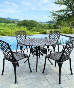 Bộ bàn ghế sân vườn BG-21C màu cát bàn D100cm (6)