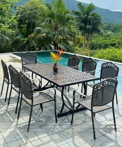 Bộ bàn ghế sân vườn BG05-2.0CNN màu nâu 8 ghế (4)